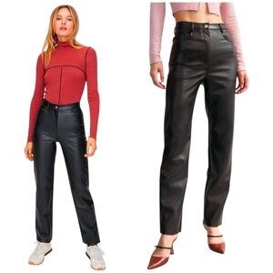 WILFRED Womens 4 The Melina Black Faux Vegan Leather High Waisted Trouser Pants